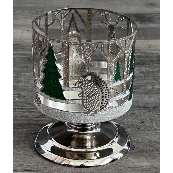 Bath & Body Works Glitter Metal Pedestal 14.5 Oz 3 Wick Candle Holder Christmas - Picture 3 of 9